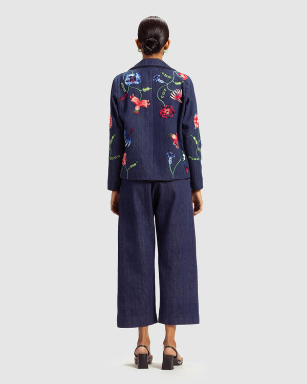 Talitha Fiori Embroidered Handwoven Denim Jacket