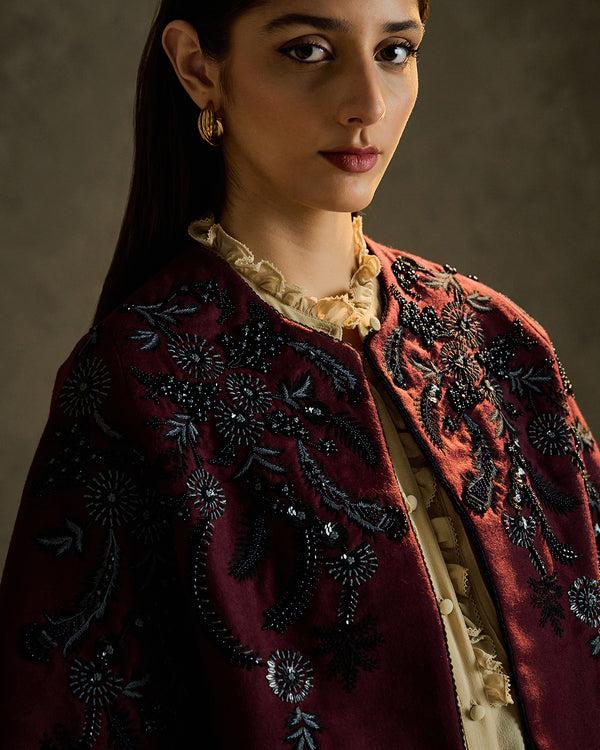 Talitha Flora Embroidered Woolen Shrug