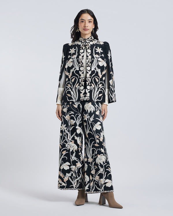 Talitha Floral Hand Embroidered Silk Cape