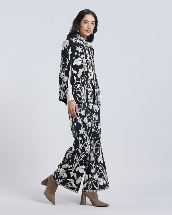 Talitha Floral Hand Embroidered Silk Cape