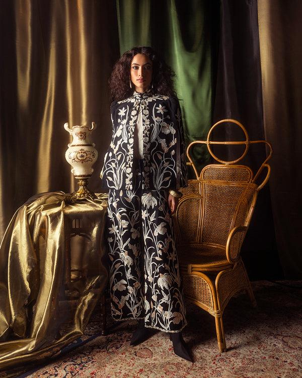 talitha Floral Hand Embroidered Silk Pant