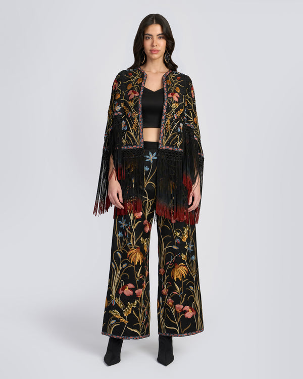 Talitha Floral Hand Embroidered Silk Shrug