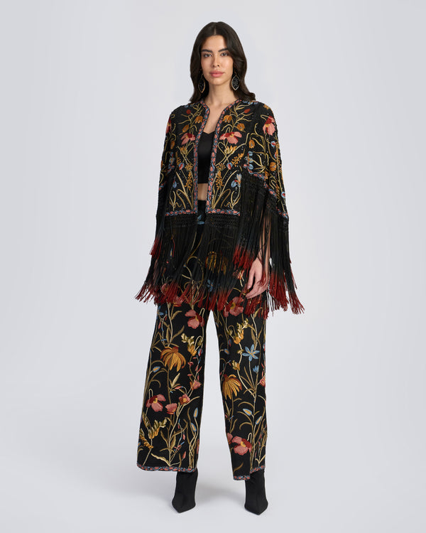Talitha Floral Hand Embroidered Silk Shrug