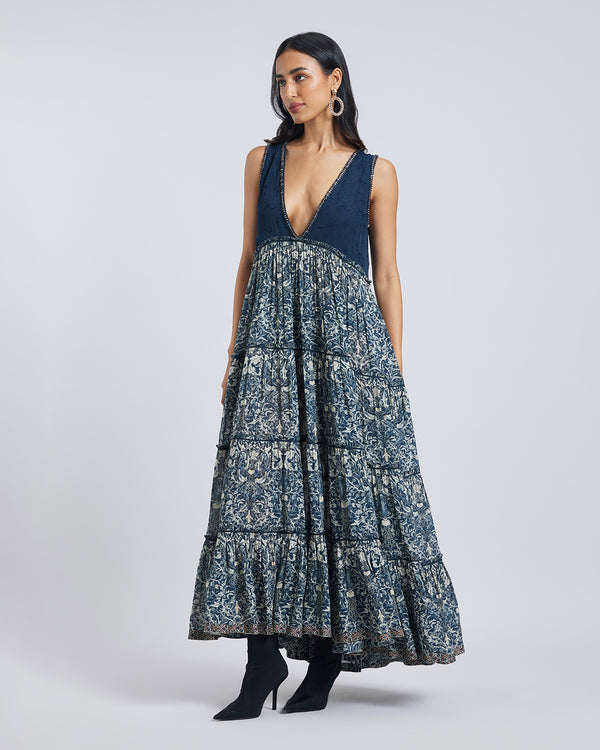Talitha Floral Print Embellished Maxi Dress