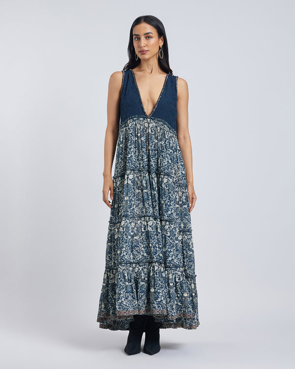 talitha Floral Print Embellished Maxi Dress