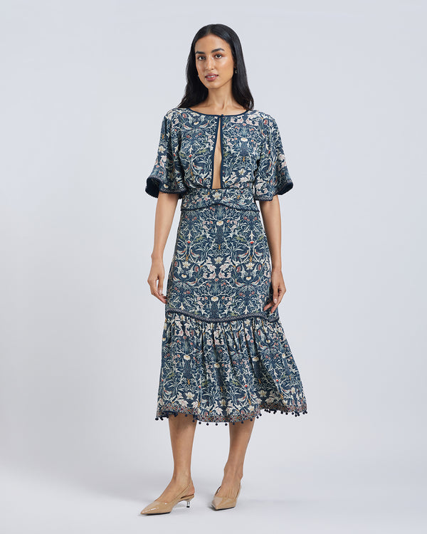 talitha Floral Print Silk Kaya Dress