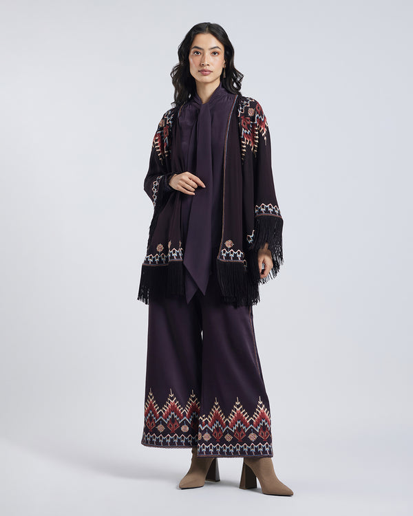 Talitha Folk Embroidered Silk Georgette Shrug