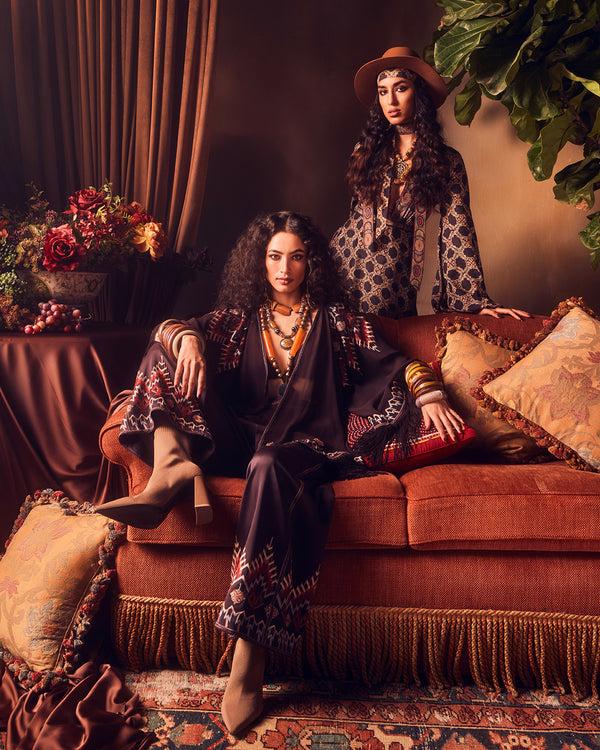 talitha Folk Embroidered Silk Georgette Shrug