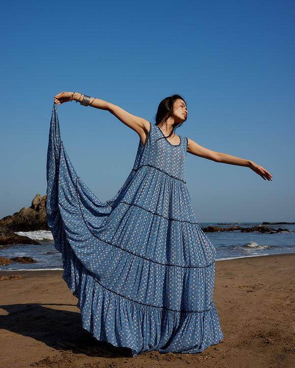 talitha Geo Print Silk Georgette Maxi Dress