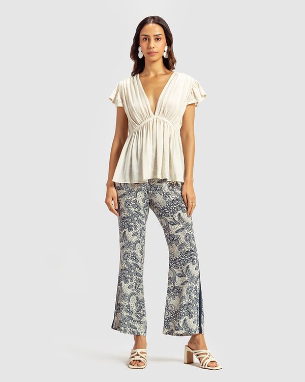 Talitha Ivory Gathered Silk Georgette Top