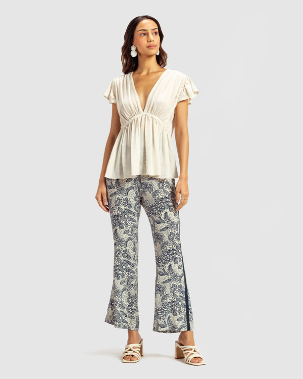 Talitha Ivory Gathered Silk Georgette Top