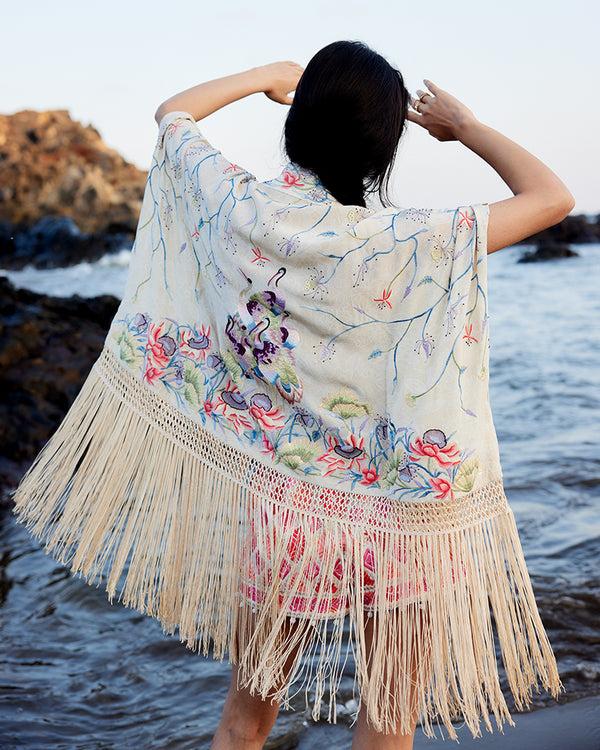 talitha Ivory Parsi Gara Embroidered Shrug