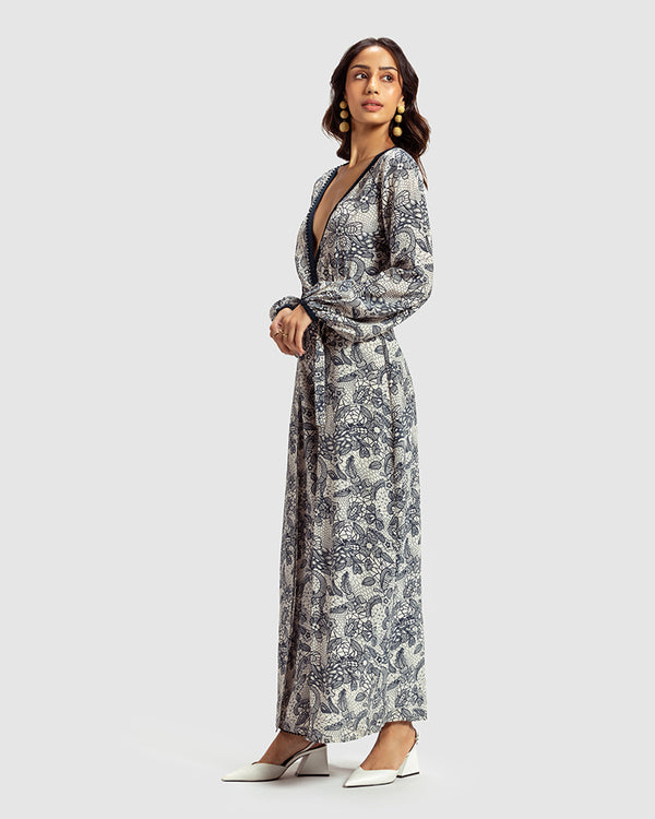 Talitha Lace Print Silk Crepe Jumpsuit