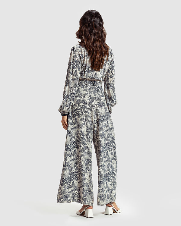 Talitha Lace Print Silk Crepe Jumpsuit