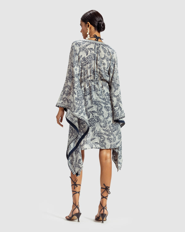Talitha Lace Print Silk Georgette Kaftan