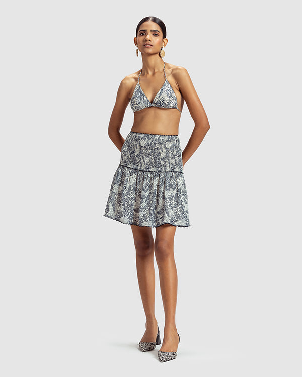 Talitha Lace Print Silk Georgette Minka Skirt