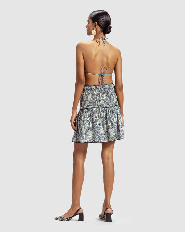 Talitha Lace Print Silk Georgette Minka Skirt