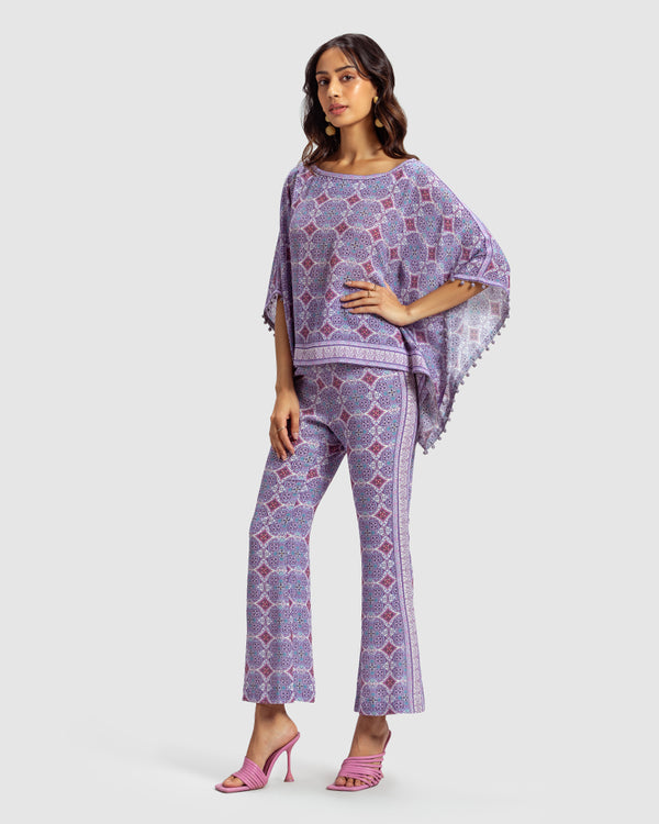 Talitha Lavender Marissa Print Silk Poncho Top