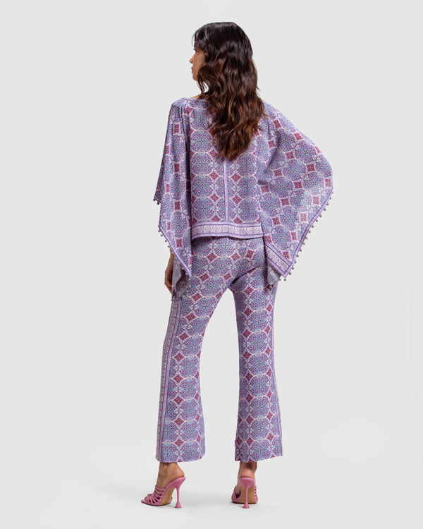 Talitha Lavender Marissa Print Silk Poncho Top