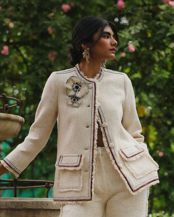 talitha Lydia Ivory 3D Floral Jacket
