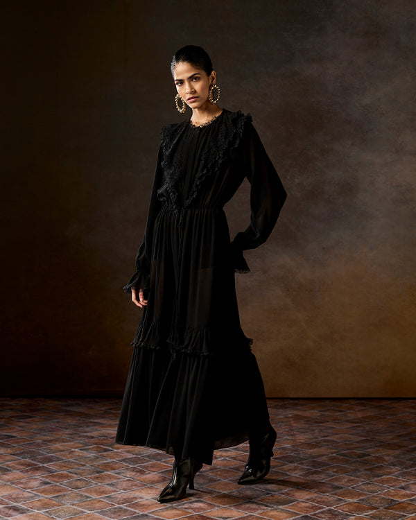 talitha Maisie Black Ruffle Dress