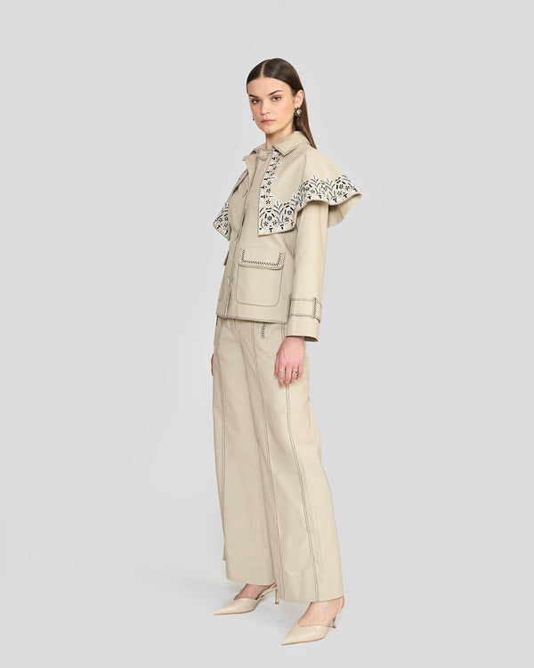 Talitha Maisie Canoli Cream Detachable Cape Jacket