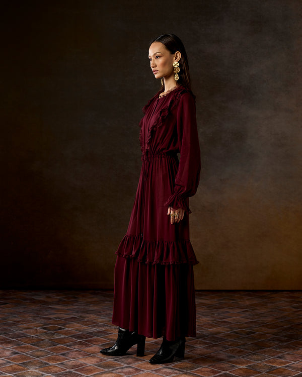 Talitha Maisie Wine Ruffle Dress