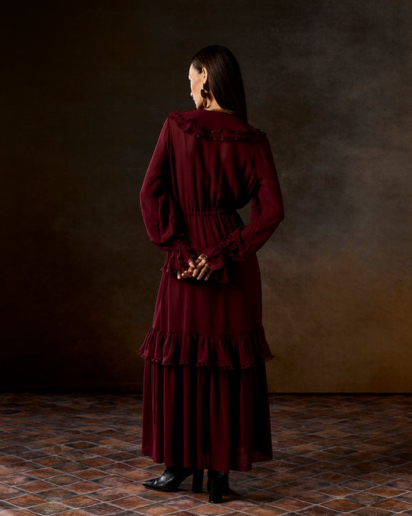 Talitha Maisie Wine Ruffle Dress