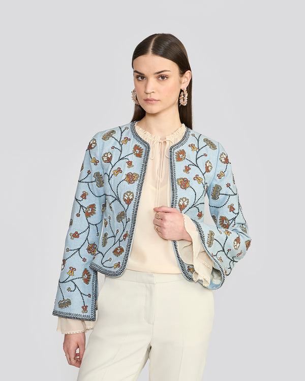 Talitha Mira Embroidered Blue Denim Jacket
