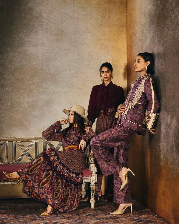 talitha Mirella Brown Printed Wrap set