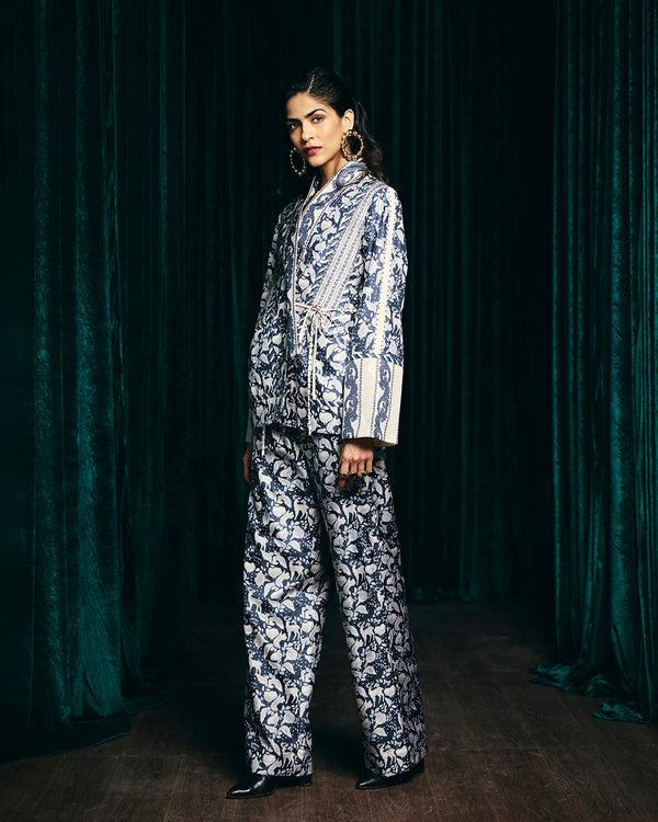 talitha Mirella Indigo Printed Wrap Set