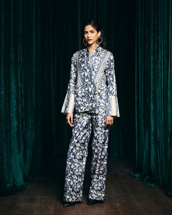 talitha Mirella Indigo Printed Wrap Set