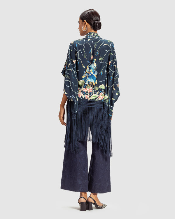 Talitha Navy Parsi Gara Embroidered Shrug