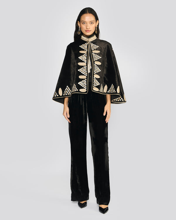 Talitha Nora Black Velvet Cape