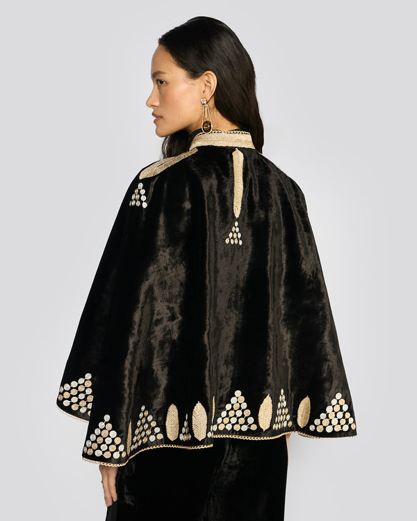 Talitha Nora Black Velvet Cape