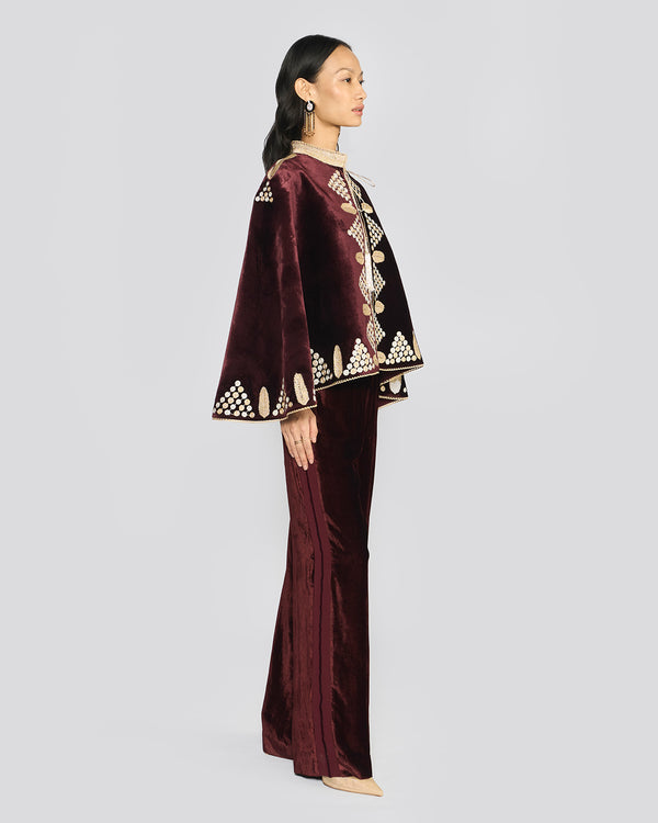 Talitha Nora Wine Velvet Cape