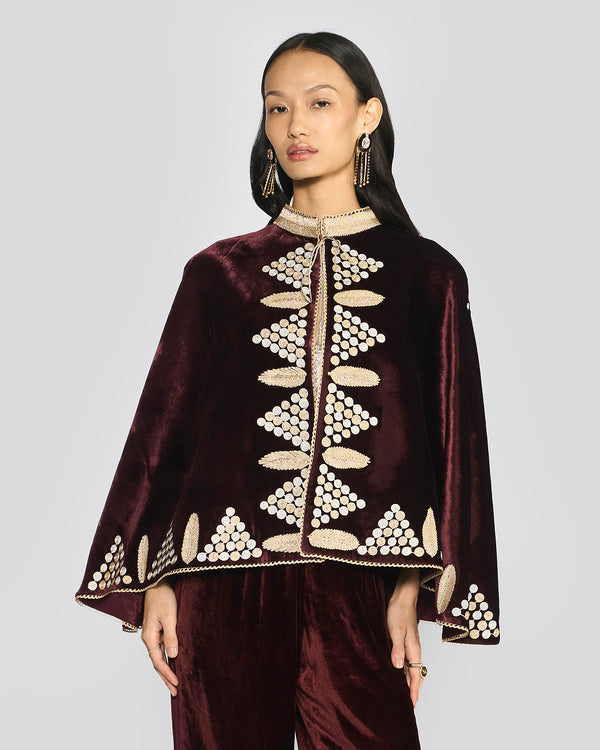 Talitha Nora Wine Velvet Cape