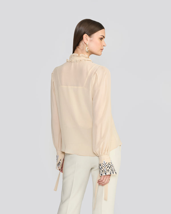 Talitha Olivia Ivory Tie-Sleeve Blouse