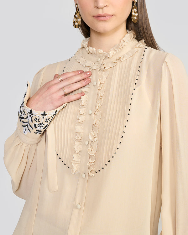 Talitha Olivia Ivory Tie-Sleeve Blouse