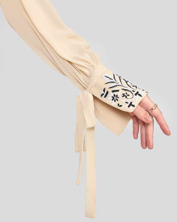Talitha Olivia Ivory Tie-Sleeve Blouse