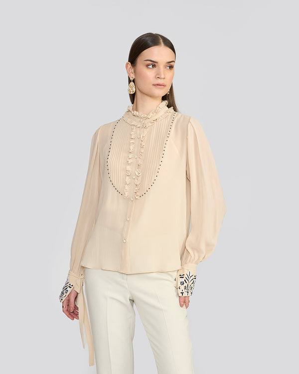 talitha Olivia Ivory Tie-Sleeve Blouse