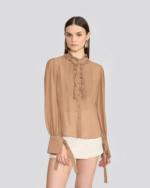 talitha Olivia Safari Tie-Sleeve Blouse