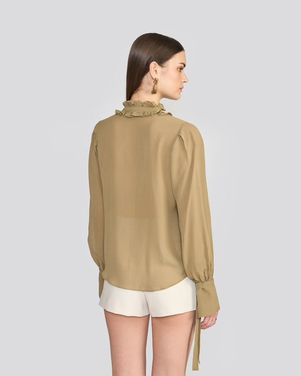 Talitha Olivia Sage Green Tie-Sleeve Blouse