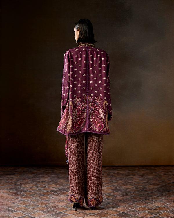 Talitha Oriana Wine Printed Reversible Shrug