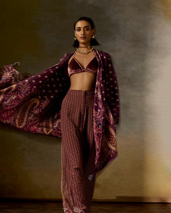 talitha Oriana Wine Printed Reversible Shrug