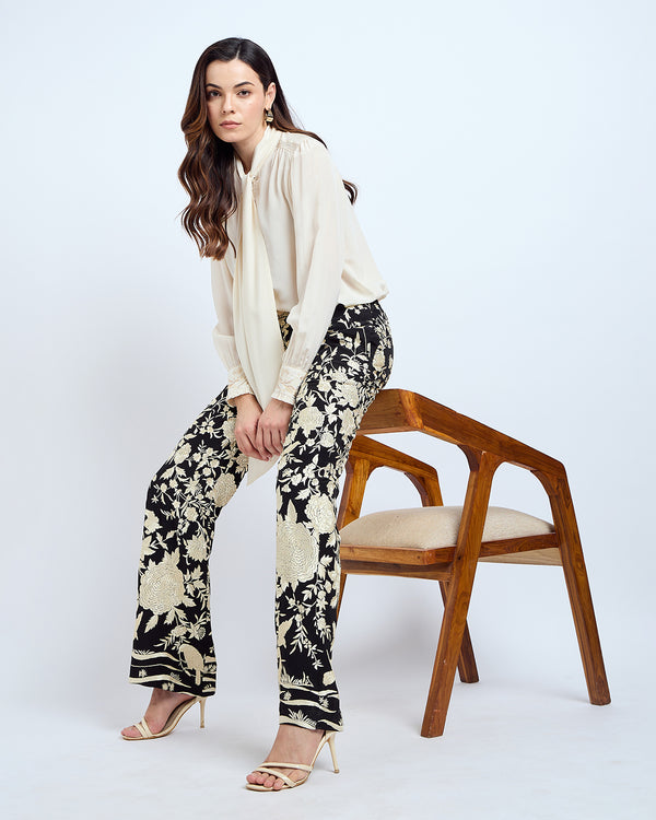 Talitha Patine Jahan Black Parsi Gara Pant
