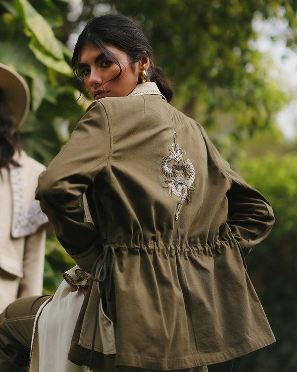 talitha Quinn Khaki Green Safari Jacket