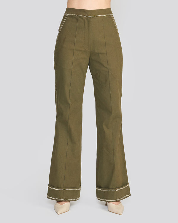 Talitha Quinn Khaki Green Safari Pants