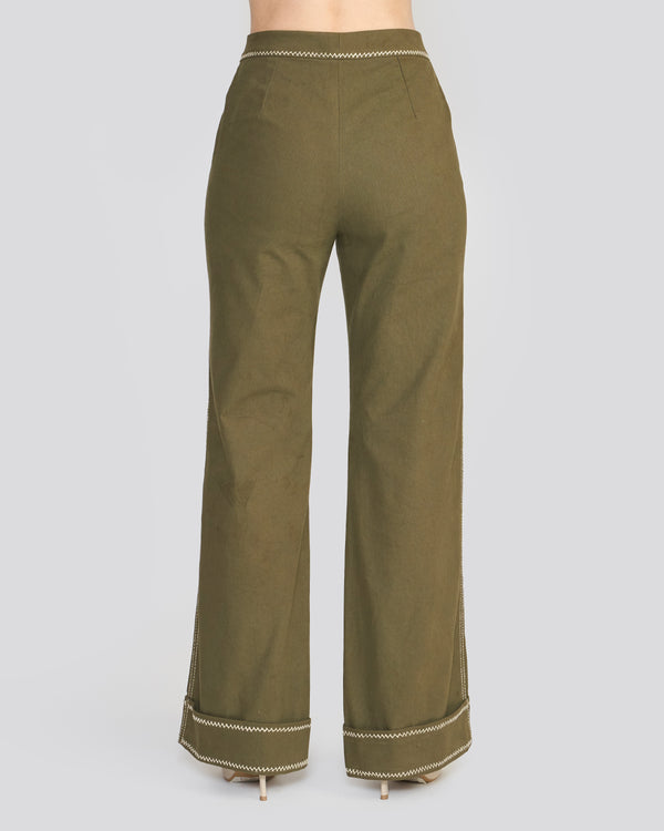 Talitha Quinn Khaki Green Safari Pants