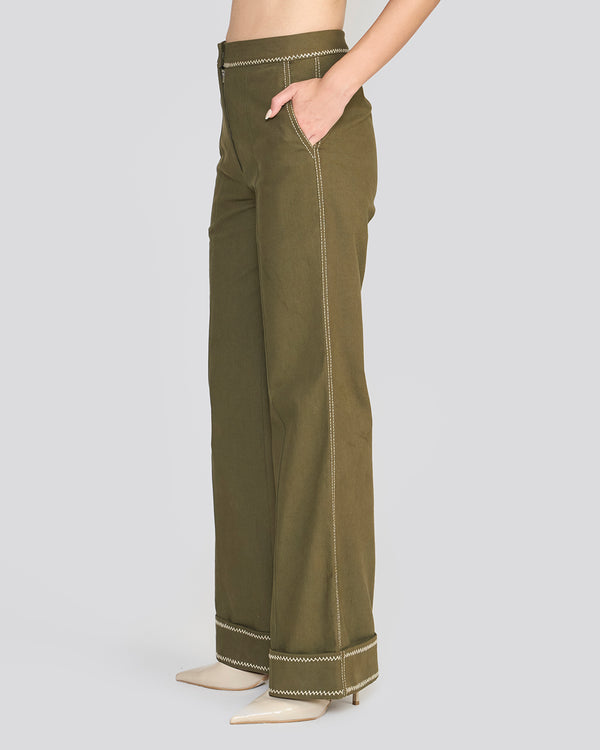 Talitha Quinn Khaki Green Safari Pants